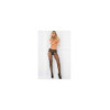 Collant noir résille effet string brésilien dentelle florale et coutures arrières 